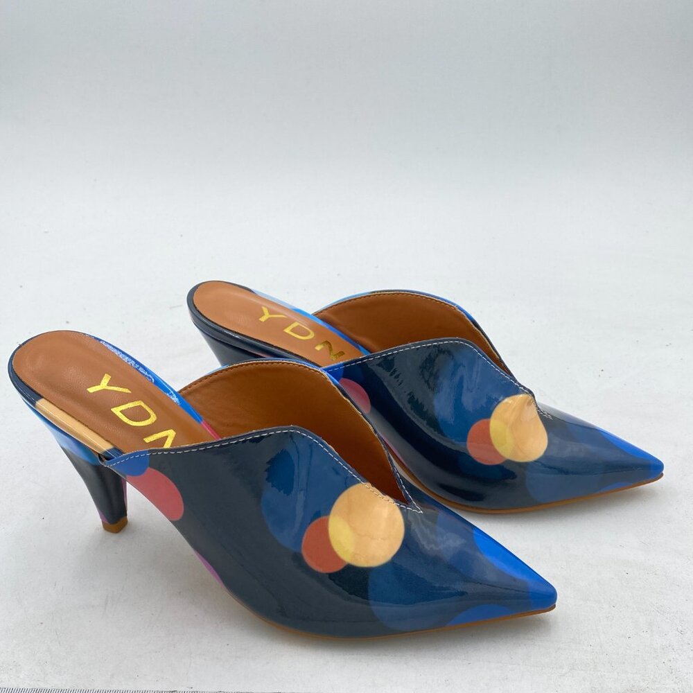 Ydn Colorful Dots Cone Heel Pointed Toe Slide Mul… - image 4